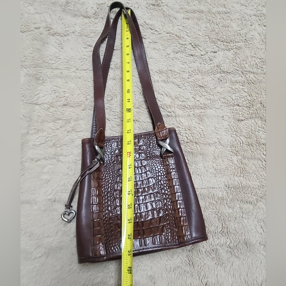 Vintage Brighton Brown Double Handle Shoulder Bag With Heart Charm 90's - Picture 3 of 14